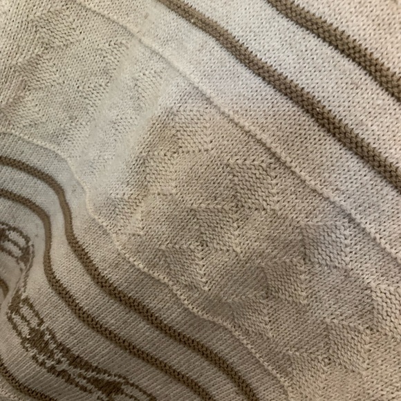 Vintage Unisex Oatmeal/Chocolate Brown Knit Oversized Sweater - Picture 3 of 7